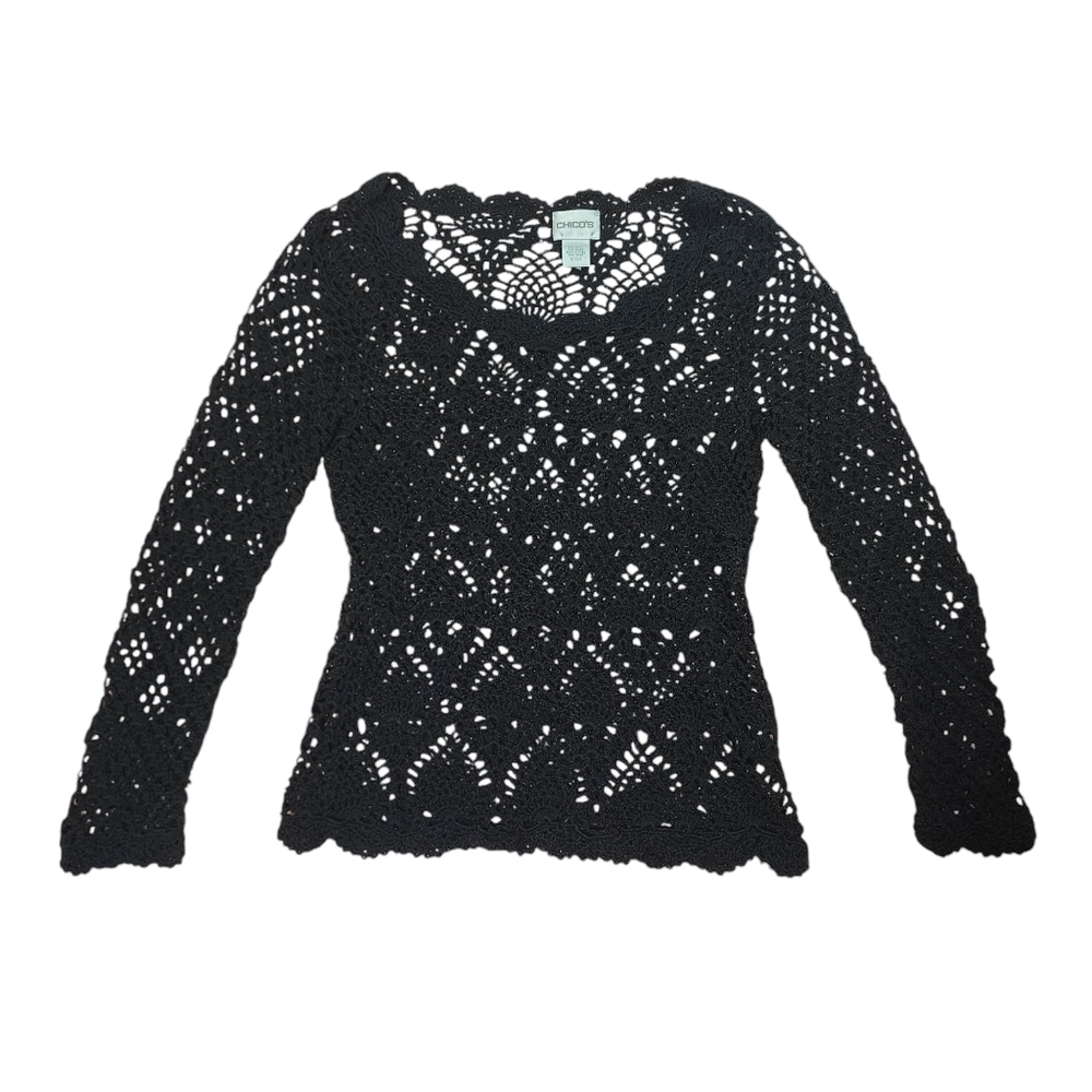 Chico's Crochet Top with Beads Size 0